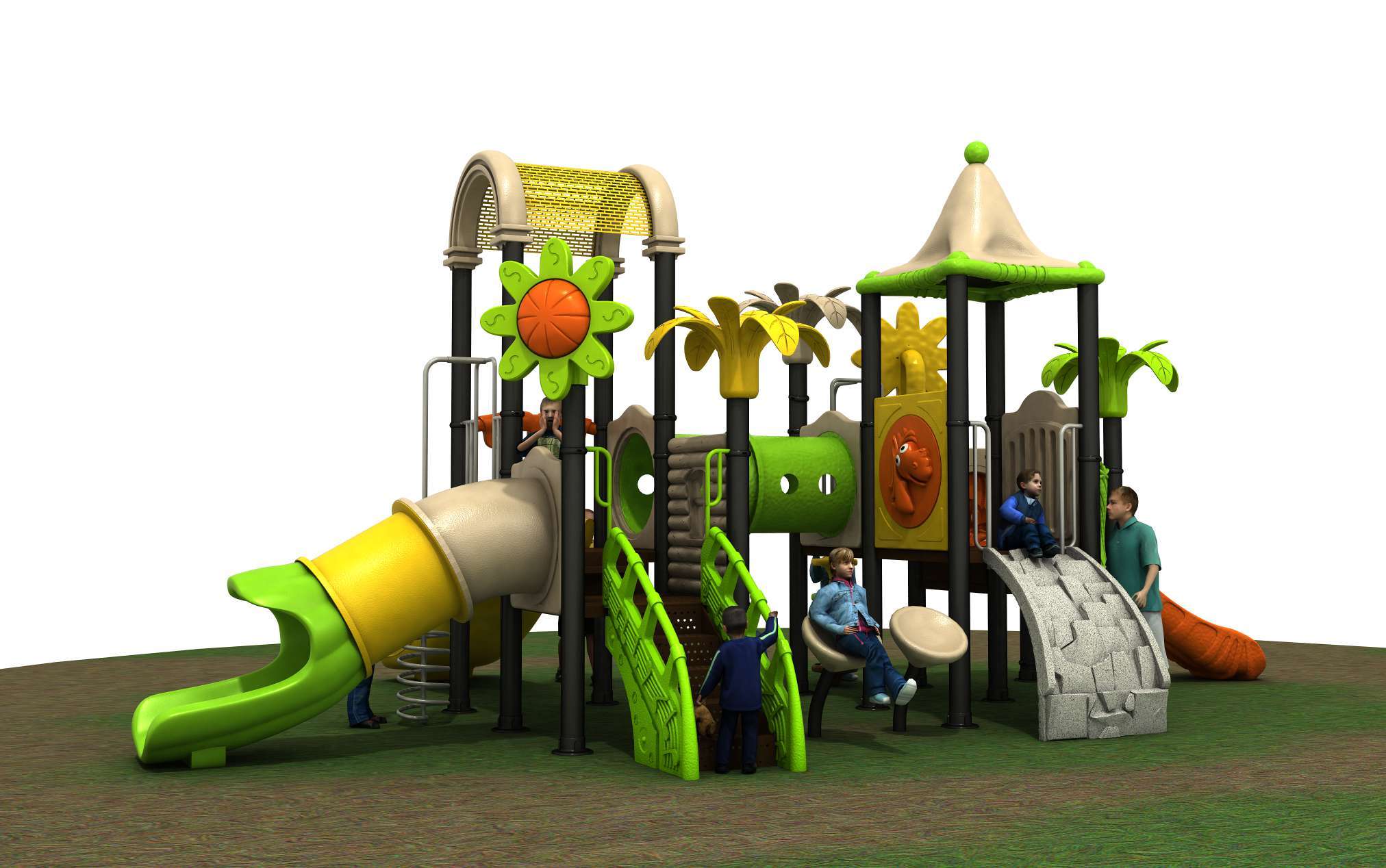 Lldpe.pvc Leather And Galvanized Steel Tube Frame Kids Outdoor Playground