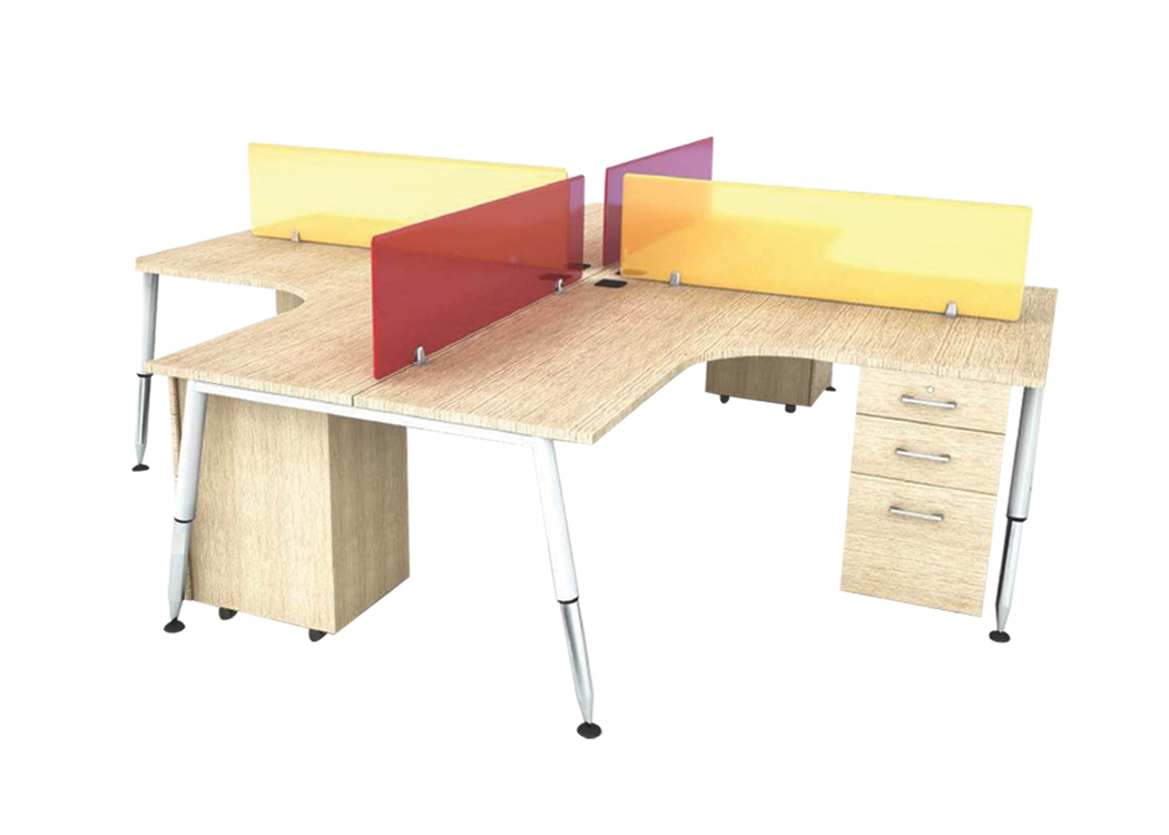 Office Workstation - Mdf Board With Glass Screen And Drawer Pedestal | Modern Multicolor Design, No Assembly Required, 1 Year Warranty