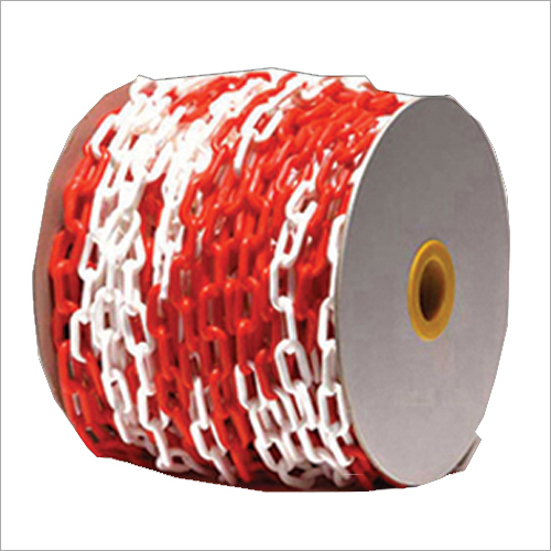 Red and White Plastic Chain - Polyethylene Material, Easy to Fasten for Barricading | High Load Capacity, Non-Hazardous, Ready Visibility