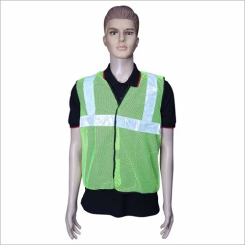 Kasa Life Safety Jacket - 2 Inch Net, Silver Reflective Tape, Green for Safety Purpose