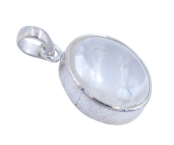 White Rainbow Moonstone 925 Silver Gemstone Pendant