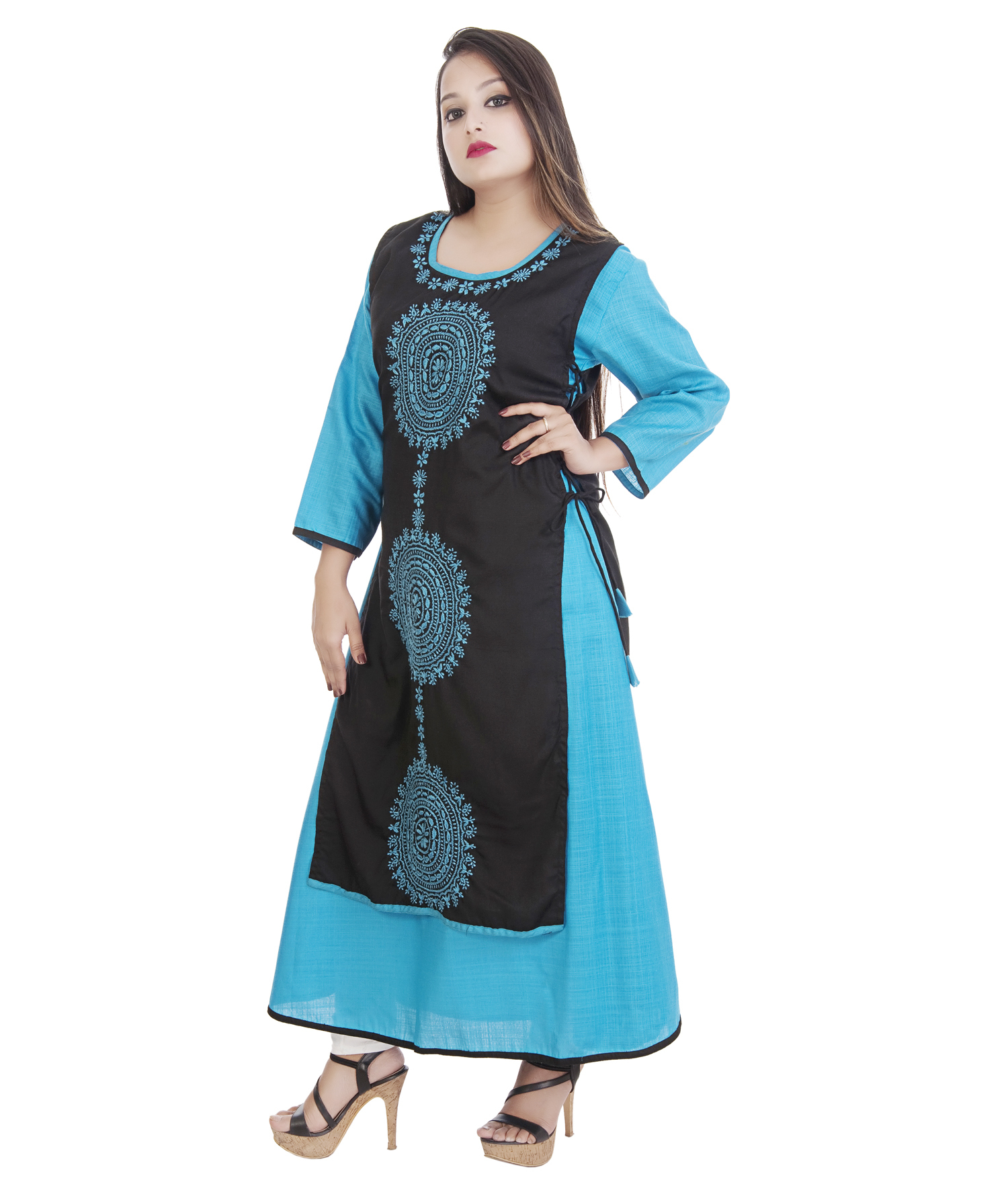 Designer Double Layered Lucknowi Chikan Kurti