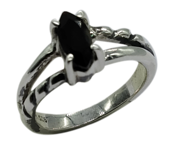 Black Onyx Gemstone 925 Sterling Silver Ring - 3.5 Gms Weight Free Size Elegant Black Color
