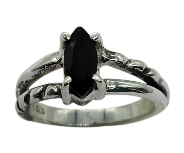 Black Onyx Gemstone 925 Sterling Silver Ring - 3.5 Gms Weight Free Size Elegant Black Color