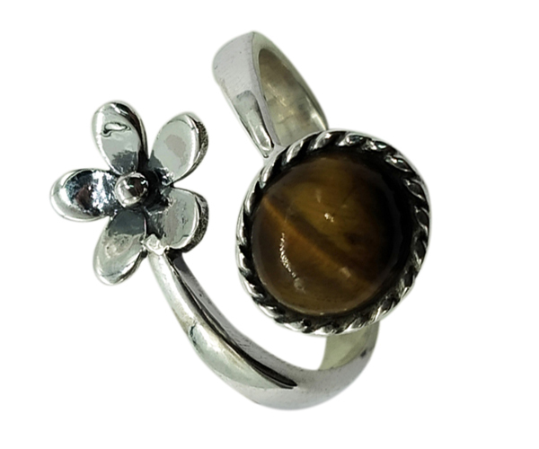 Yellow Tiger Eye Stone 925 Silver Ring