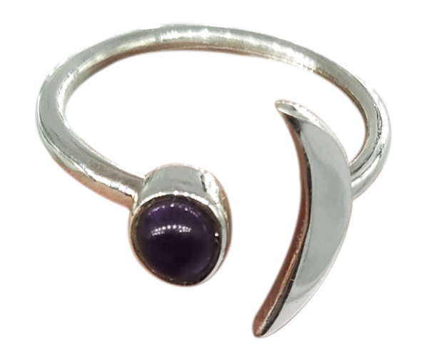 Purple Graceful Amethyst Stone 925 Slver Ring