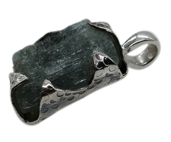 Green Fancy Moldavite 925 Silver Gemstone Pendant