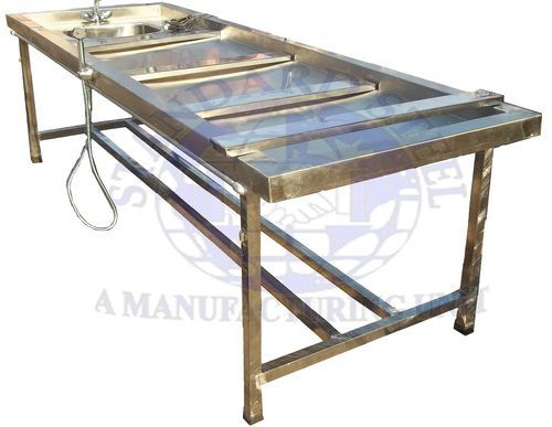Anatomy Dissection Table - 285x90x85 Cm, Stainless Steel Frame With Inbuilt Sink And Hot/cold Water Tap | Four Body Support Accessories, Optional Swivel Castors