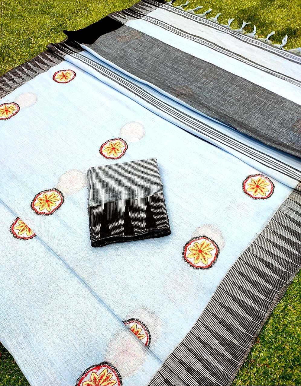 8 Heavy Linen Chit Pallu Saree