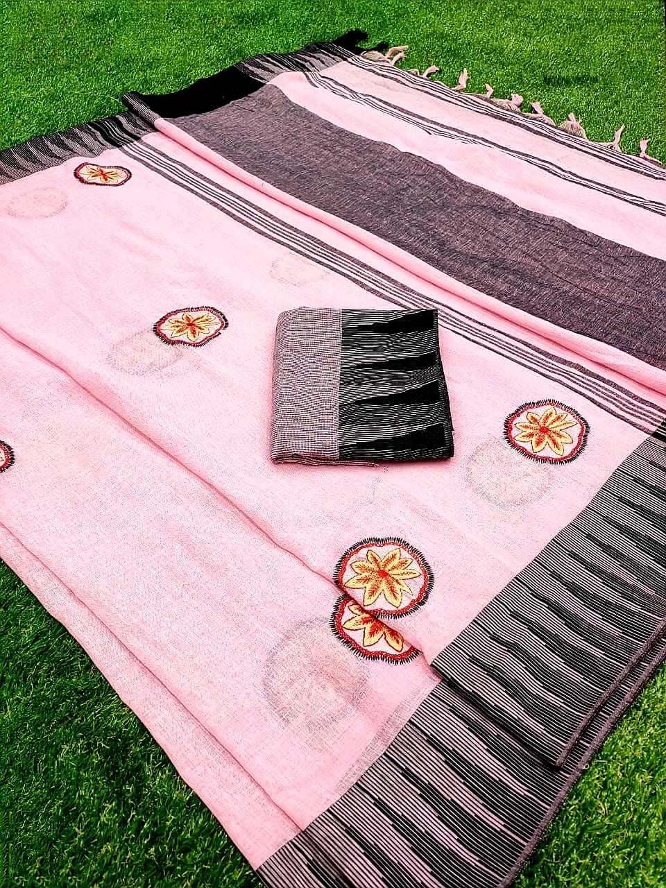 8 Heavy Linen Chit Pallu Saree