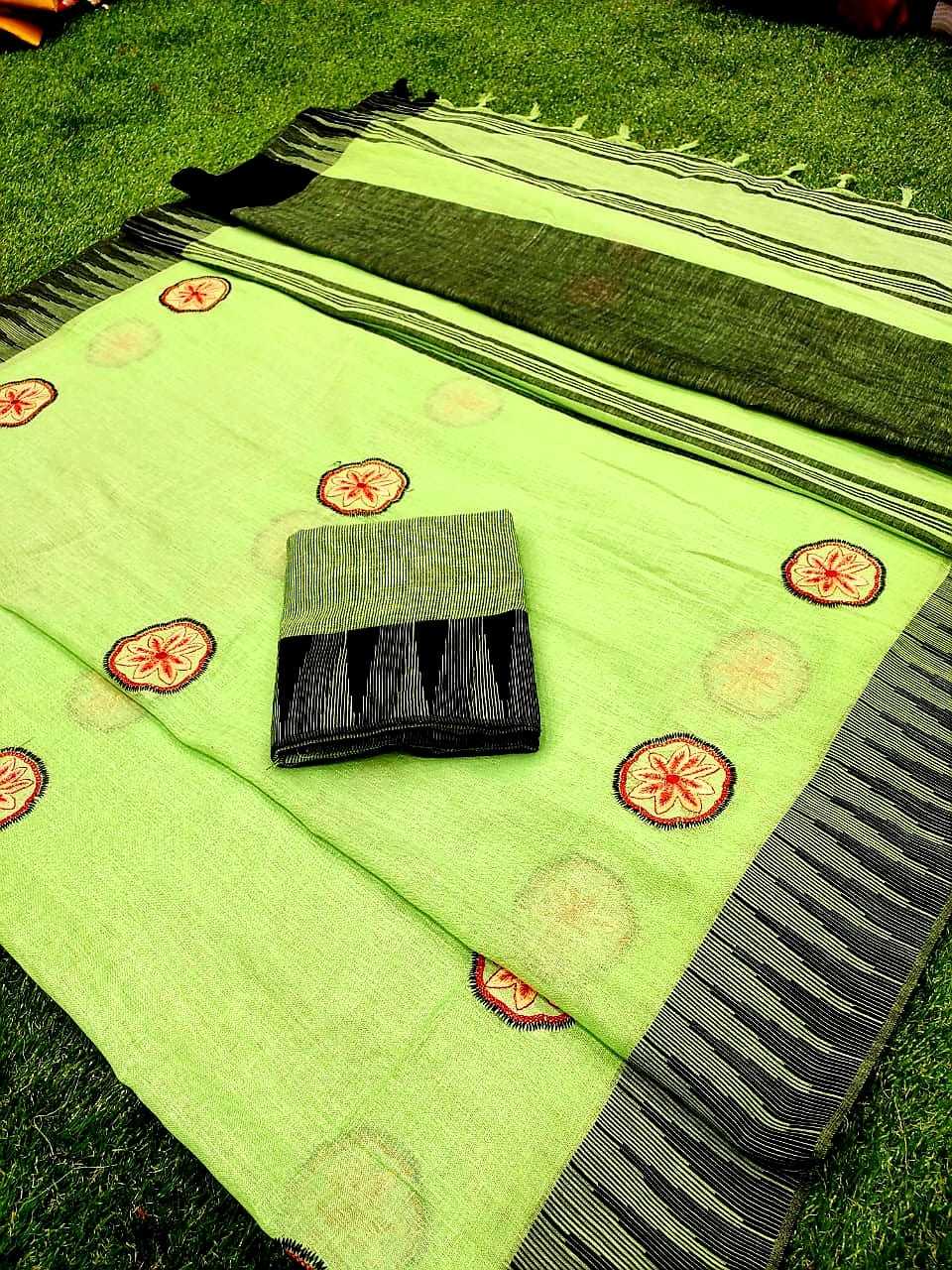 8 Heavy Linen Chit Pallu Saree