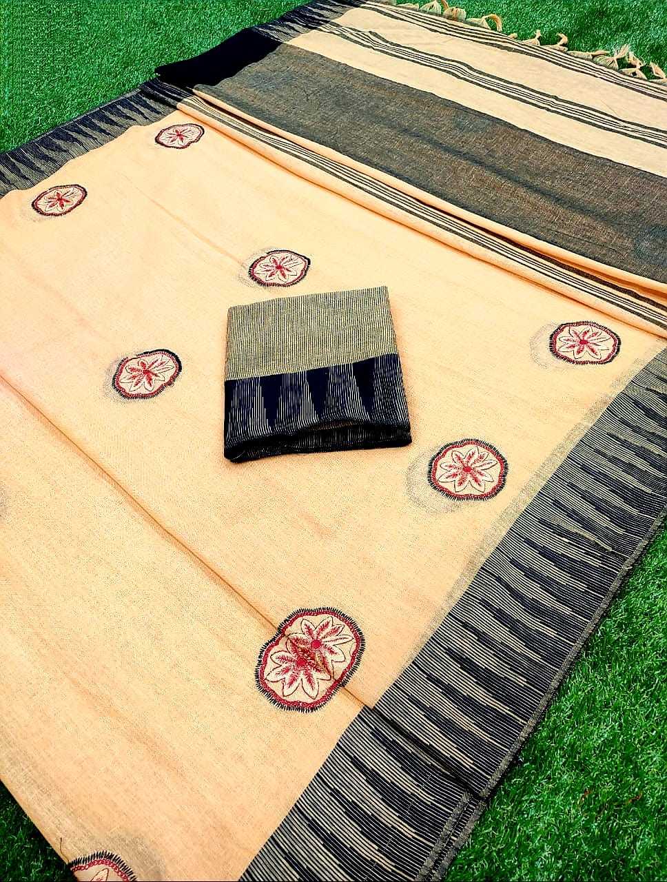 8 Heavy Linen Chit Pallu Saree