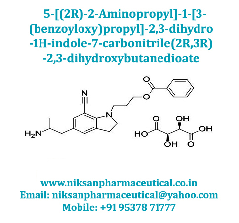 5-2r-2-aminopropyl-1-3-benzoyloxy-propyl-2-3-dihydro-1h-indole-7-carbonitrile-2r-3r-2-3-dihydroxybutanedioate - Drug Type: Medicine Raw Materials