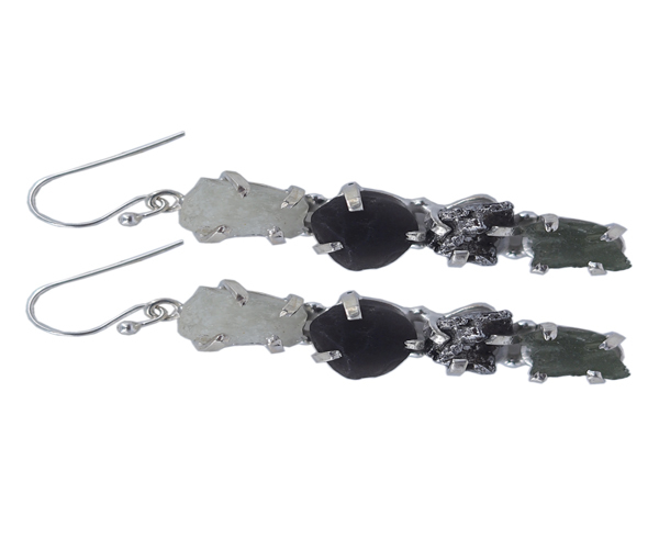 White Brown Charming Multi Stone 925 Silver Earring