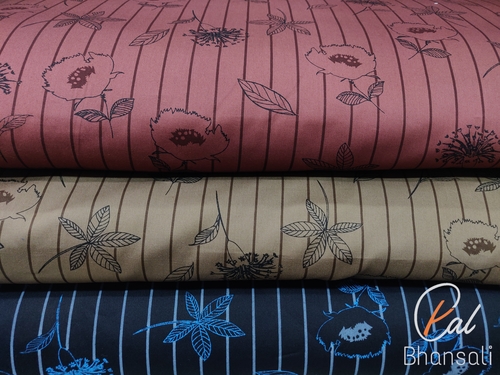 Floral Printed Fabric - 100% Cotton Dobby Material | Printed Texture for Elegant Dress and Garment Creations
