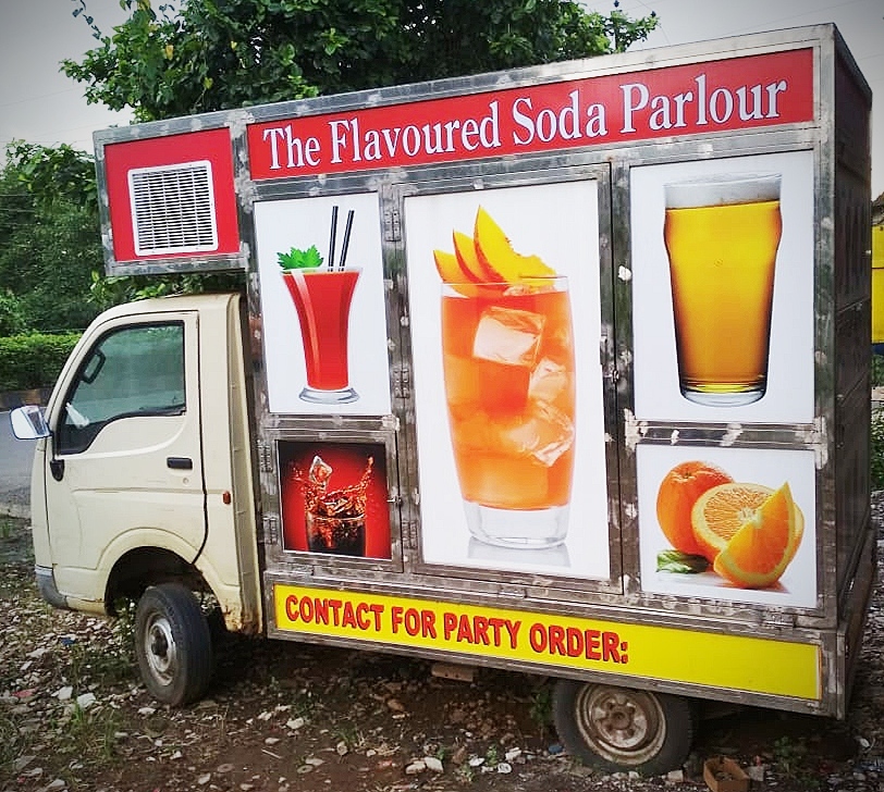 Semi-automatic Mobile Soda Machine On Tata Ace Tempo.
