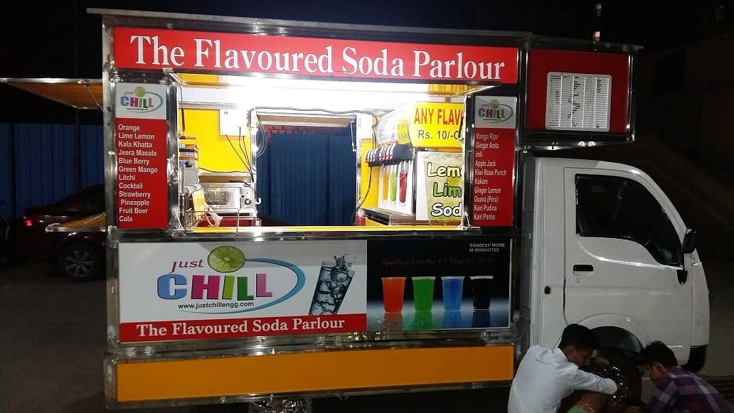 Semi-automatic Mobile Soda Machine On Tata Ace Tempo.