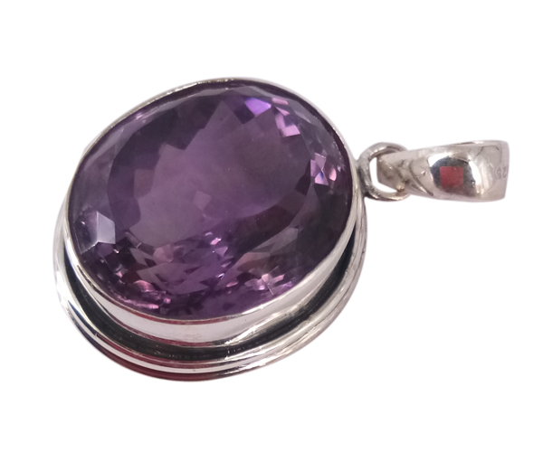 Purple Fashionable Amethyst 925 Silver Gemstone Pendant