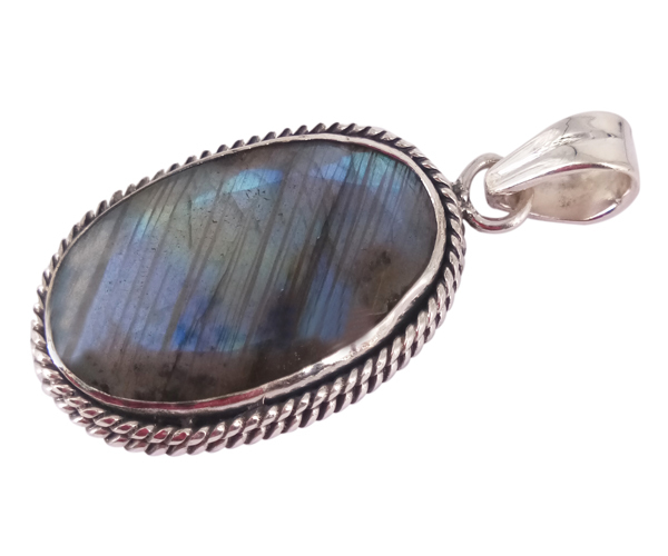 Blue Cool Labradorite 925 Silver Gemstone Pendant