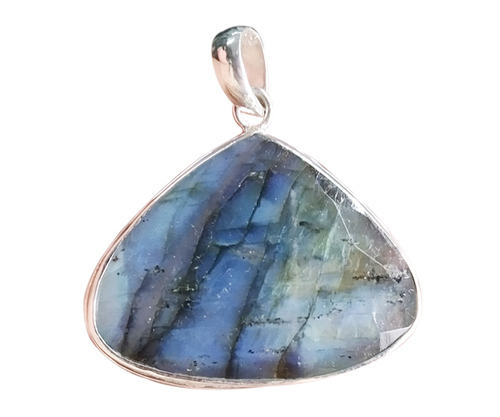 ब्लू ग्रे विस्मयकारी लैब्राडोराइट 925 सिल्वर जेमस्टोन पेंडेंट