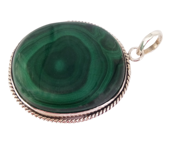 Green Chunky Malachite 925 Silver Gemstone Pendant