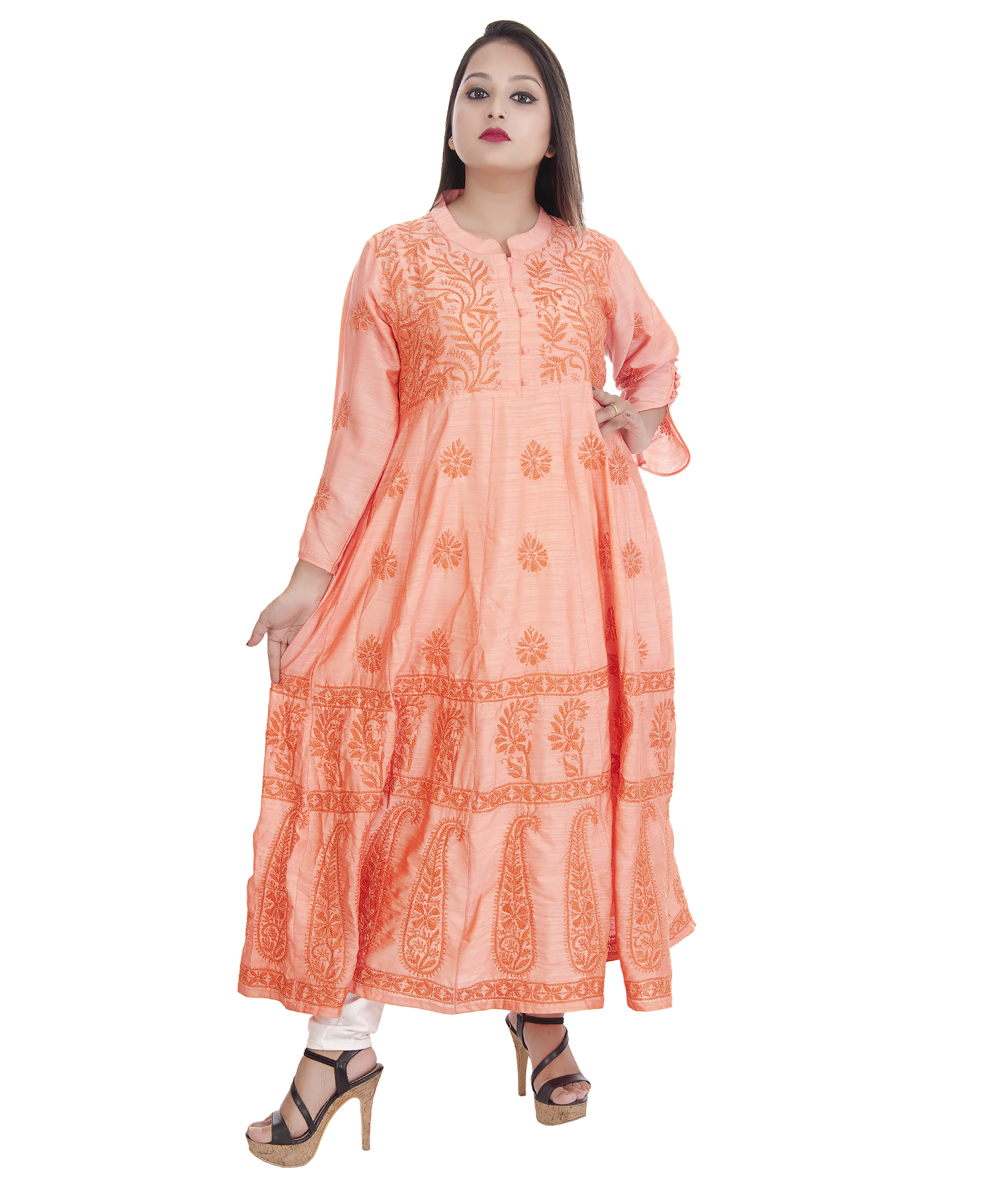 Lucknowi Chikankari Anarkali Kurti
