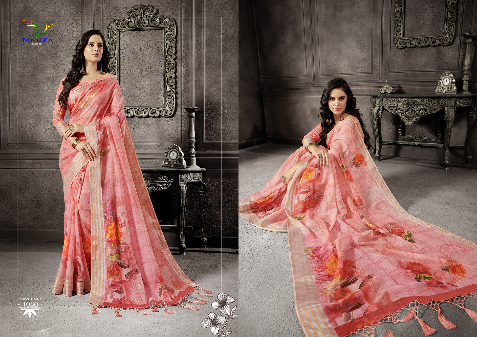 Yellow Linen Digital Print Saree