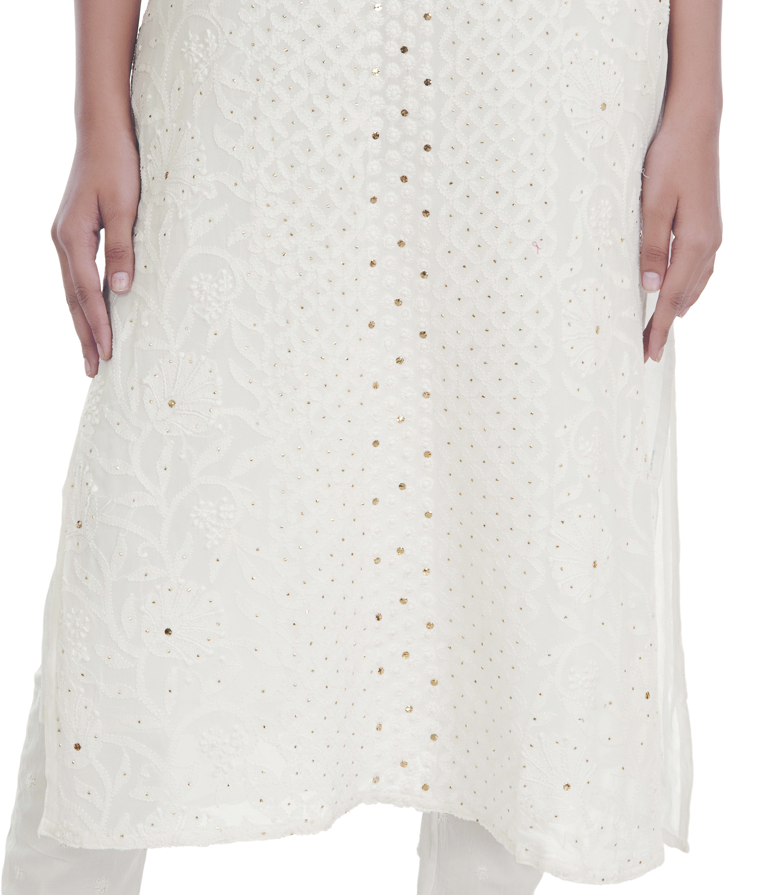 Lucknowi Chikan Kurti - Cotton Fabric, 3/4 Sleeve, Embroidered Design | Ideal For Casual Wear, Hand Wash Care