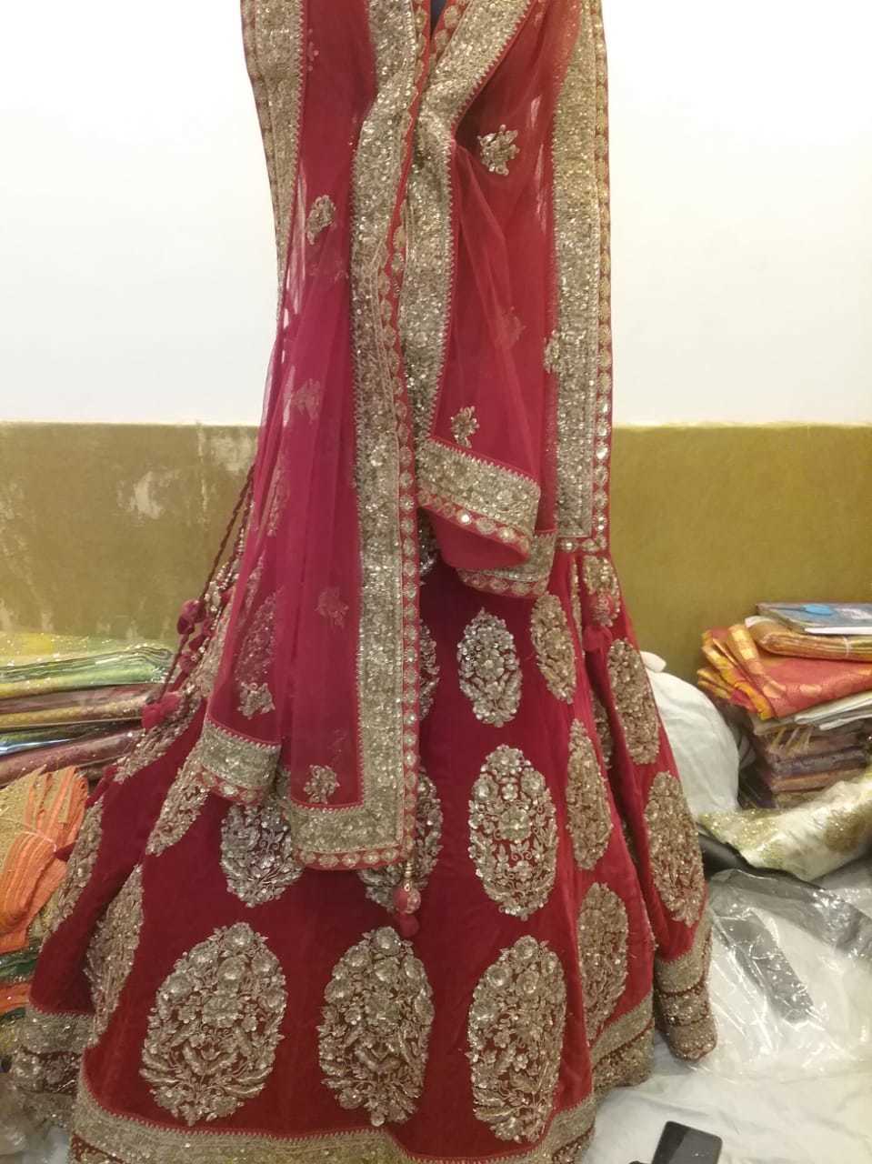 Lahenga - Cotton Blend Fabric, Long Indian Skirt With Embroidery , Includes Fitting Choli And Versatile Dupatta For Ceremonial Wear