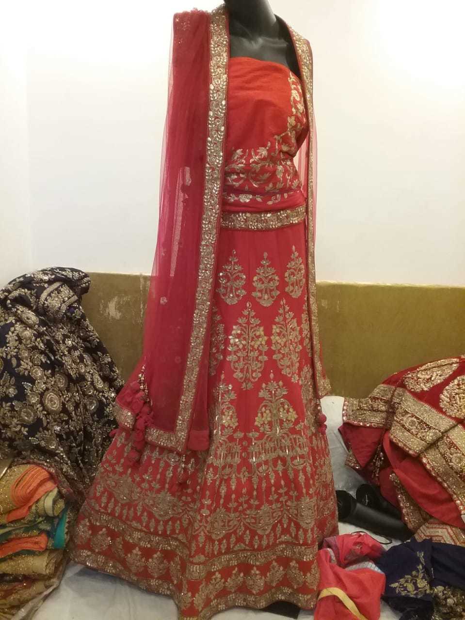 Lahenga - Cotton Blend Fabric, Long Indian Skirt With Embroidery , Includes Fitting Choli And Versatile Dupatta For Ceremonial Wear