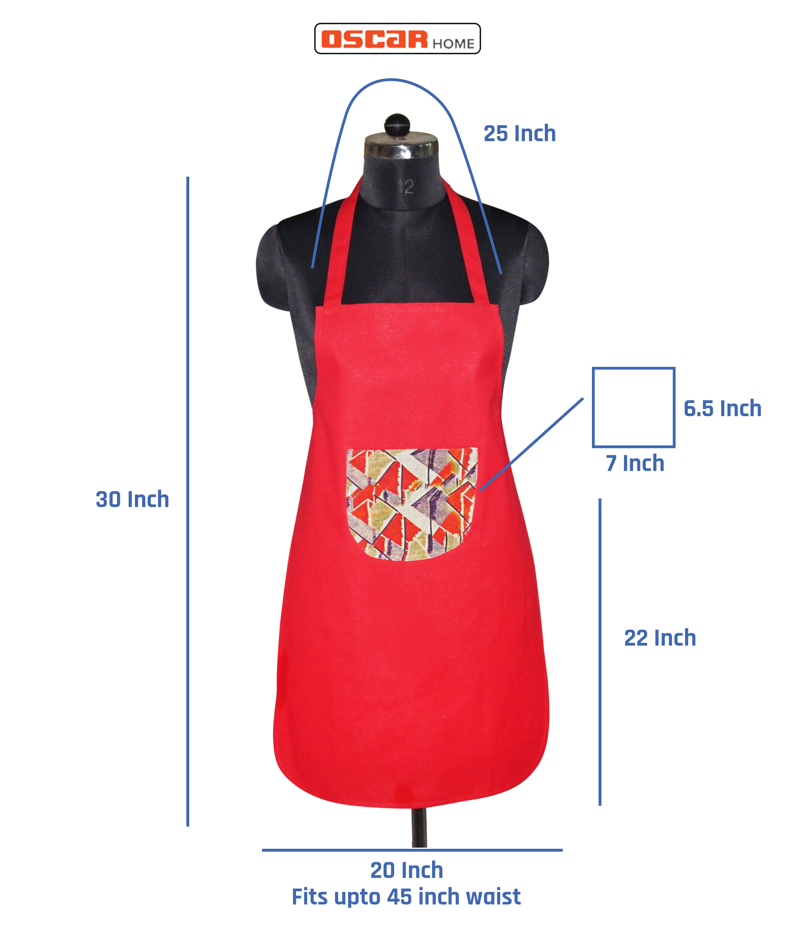 Red Apron Made In Cotton Fabric