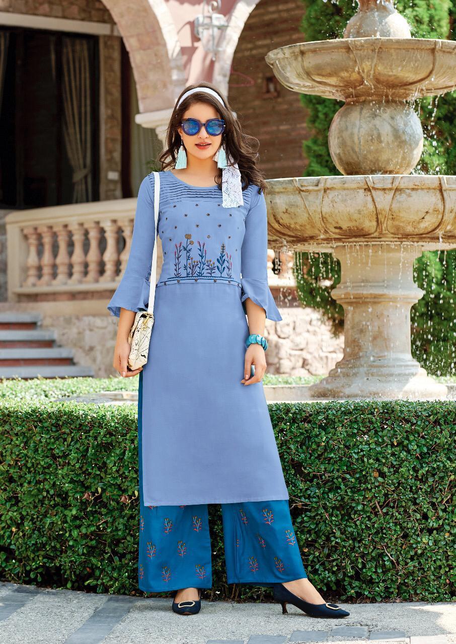 Dry Cleaning Rayon Kurti Plazo Set