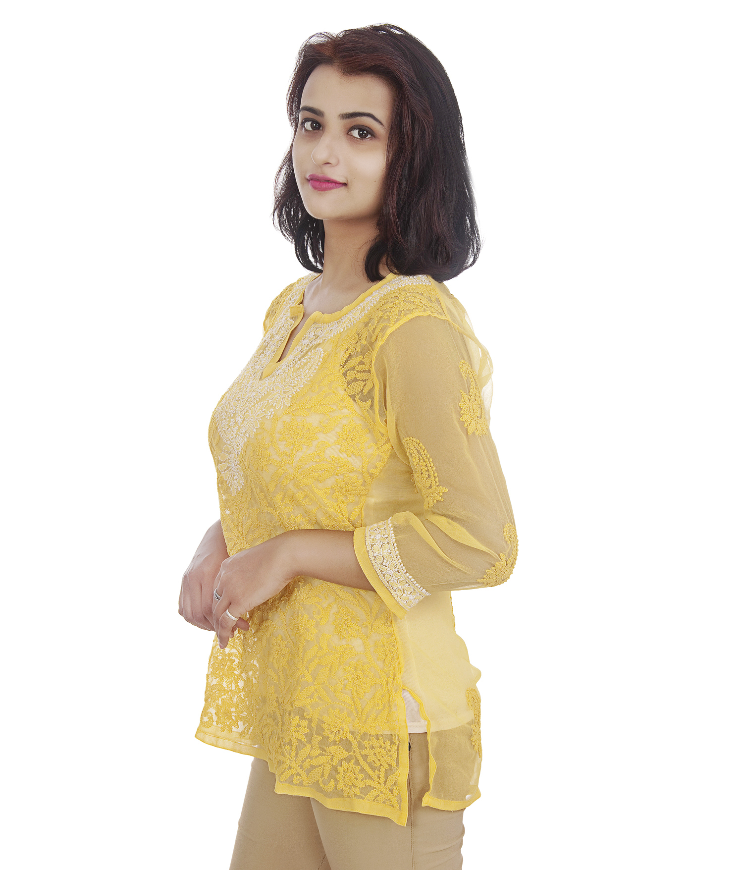 Georgette Lucknowi Chikan Short Top