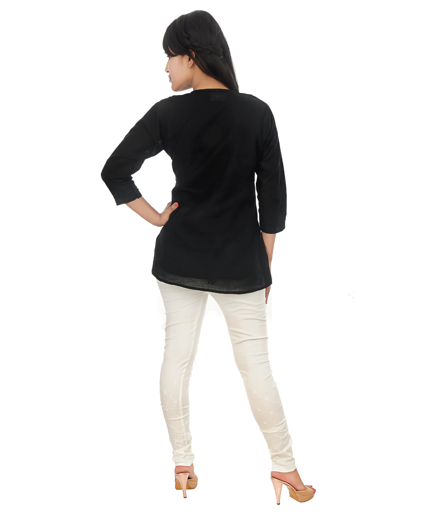 Hand Embroidered Cotton Lycra Legging