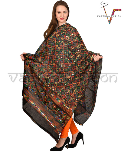 Ladies Flower Work Aari Dupatta - Cotton Blended Jute, 36-50 Inches Regular Fit | Hand Embroidered, Available in 25 Vibrant Colors, Ethnic Indian Design, Washable