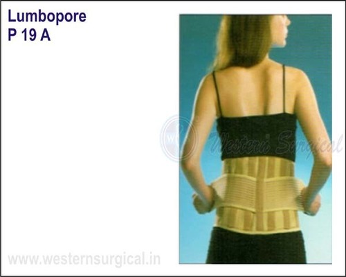 Lumbopore Lumbar Support Belt - Elastic Straps, Contoured Design, Beige Color | Comfortable Fit, Portable, Manual Adjustment, Lumbar Support