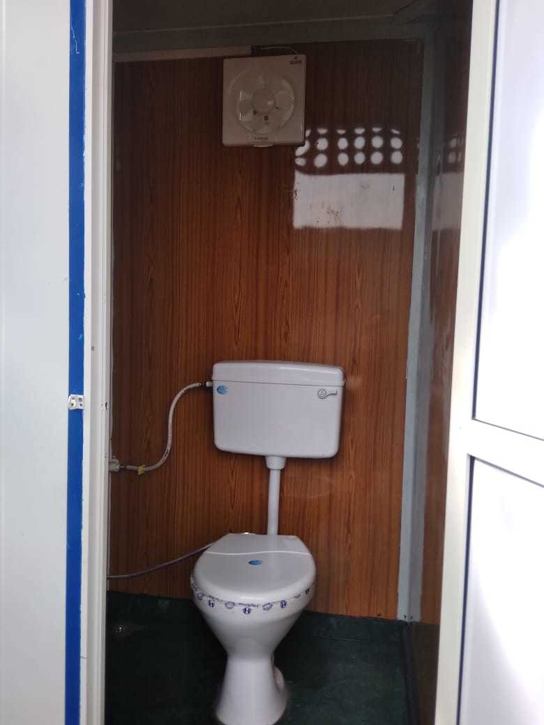 Three Seater Portable Toilet - Color: Ral 9002 & Blue