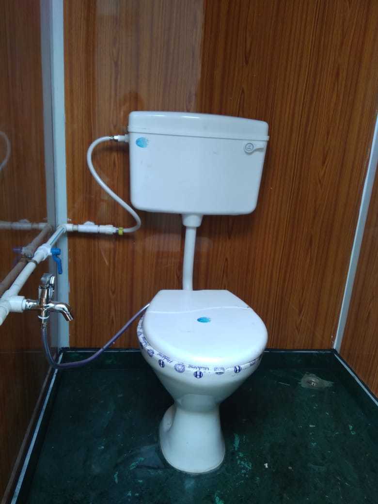 Three Seater Portable Toilet - Color: Ral 9002 & Blue