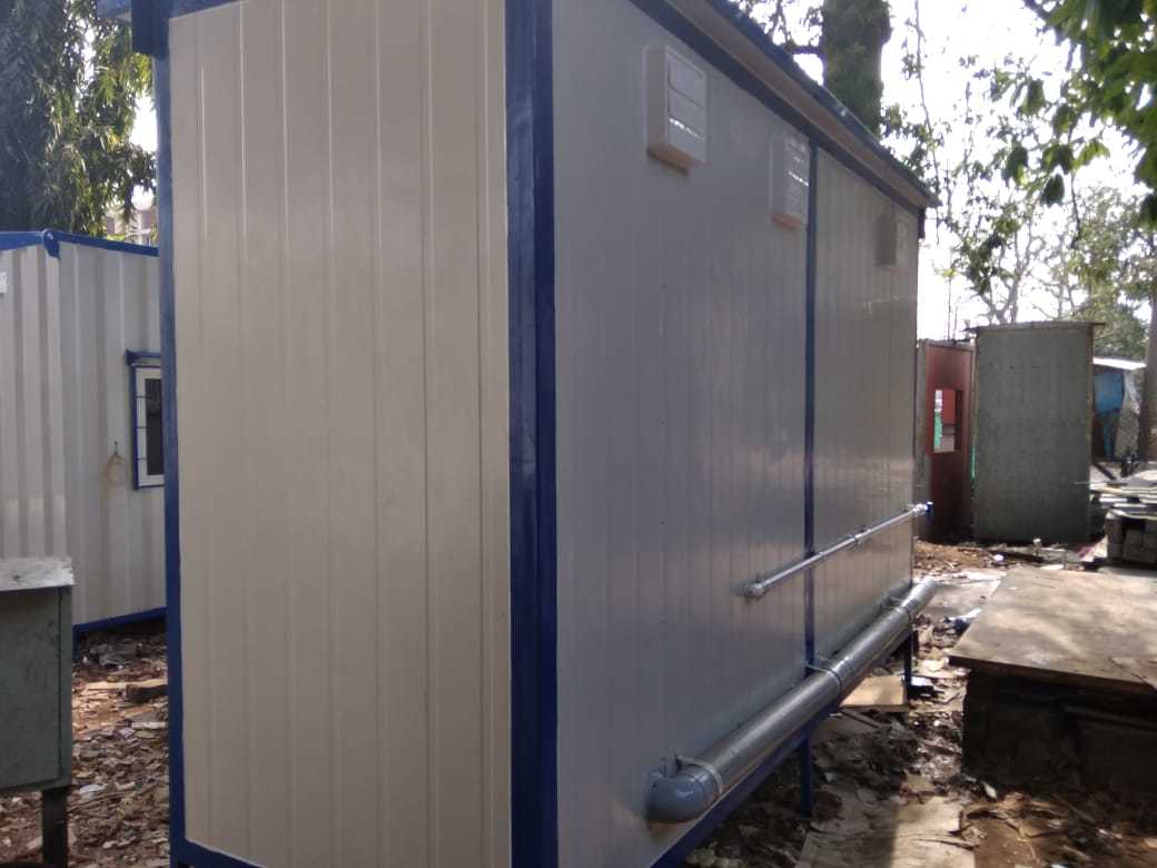 Three Seater Portable Toilet - Color: Ral 9002 & Blue