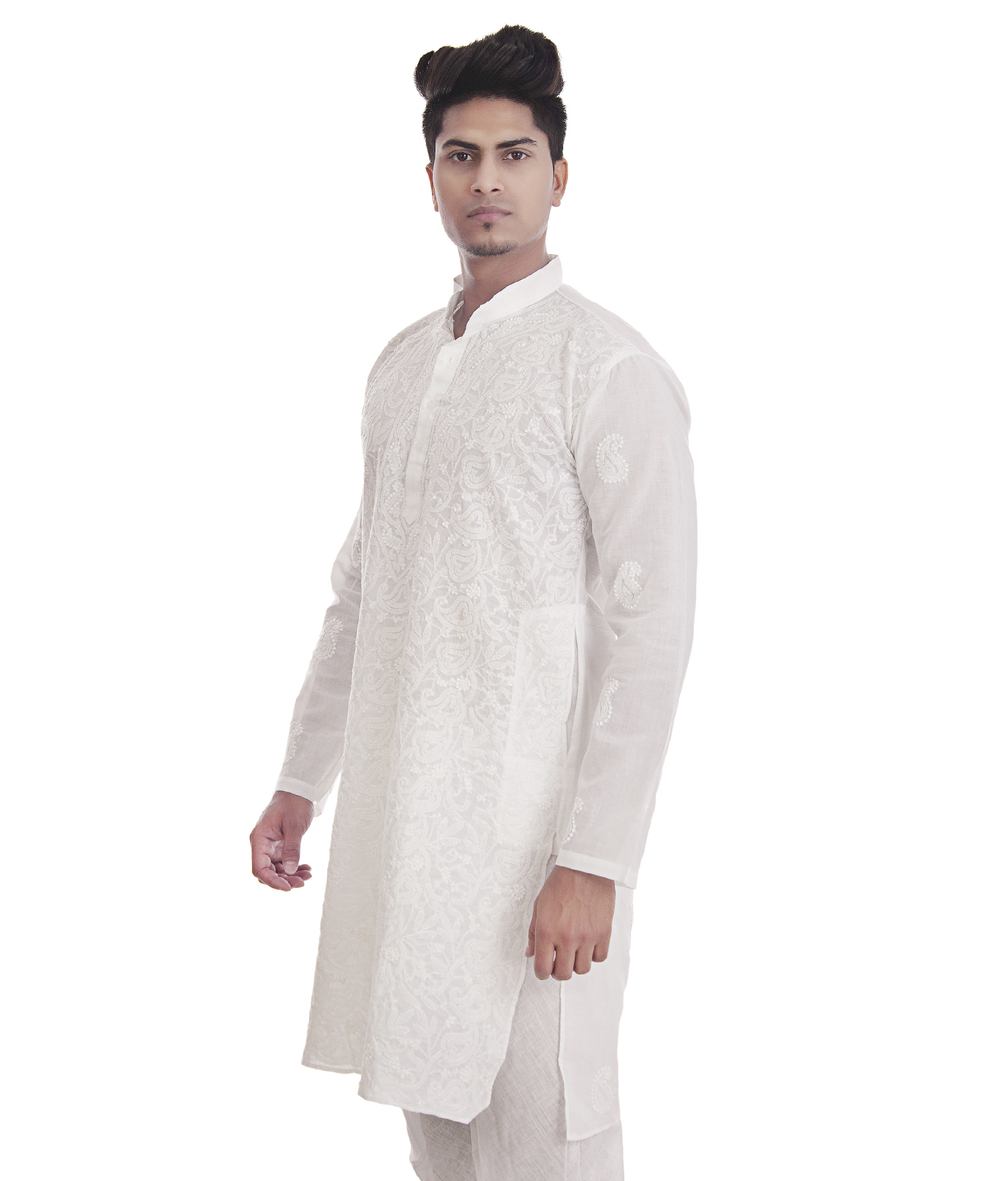 Full Jaal Work Hand Embroidered Mens Lucknowi Chikan Kurta