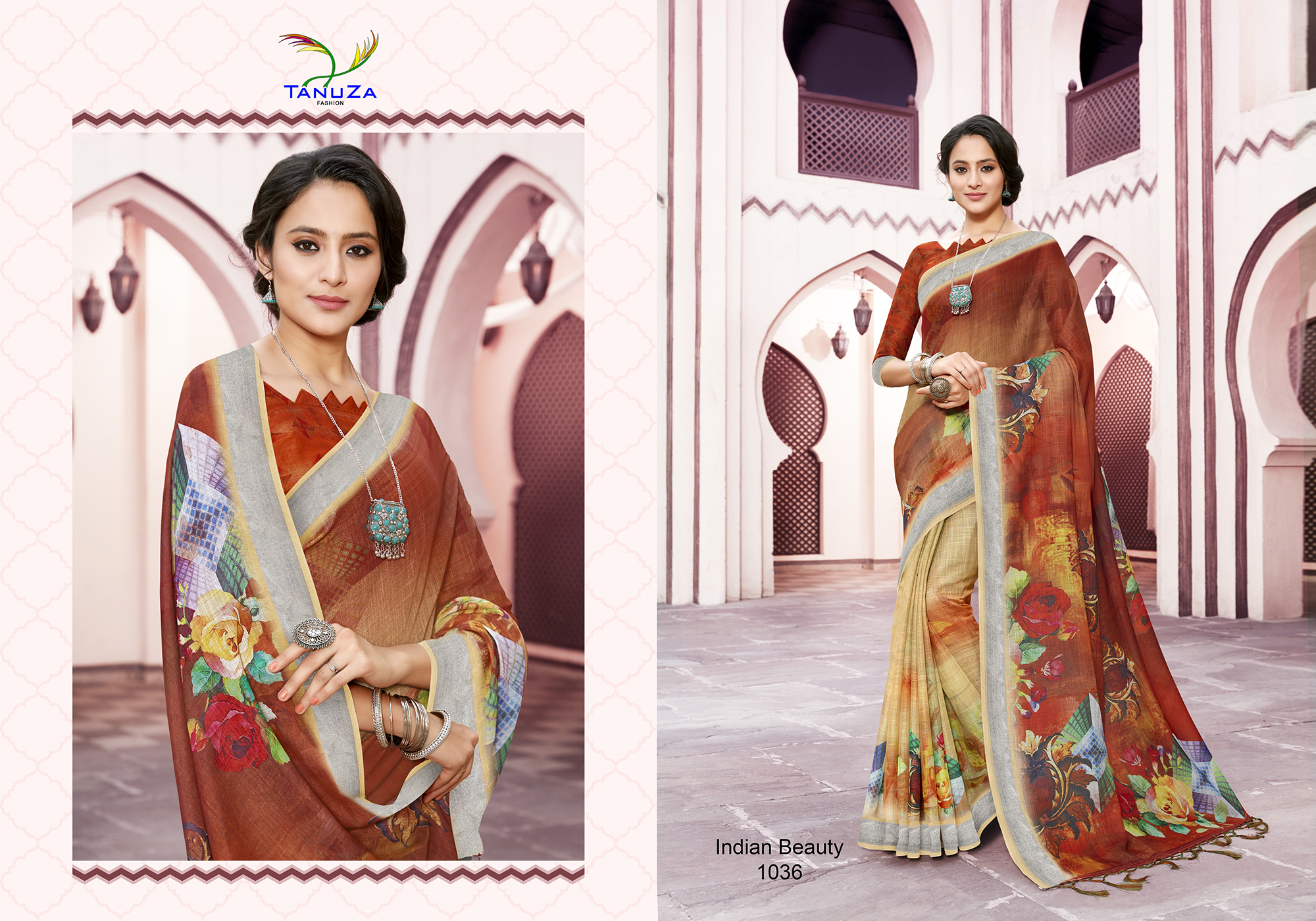 Multicolor Linen Stylish Saree