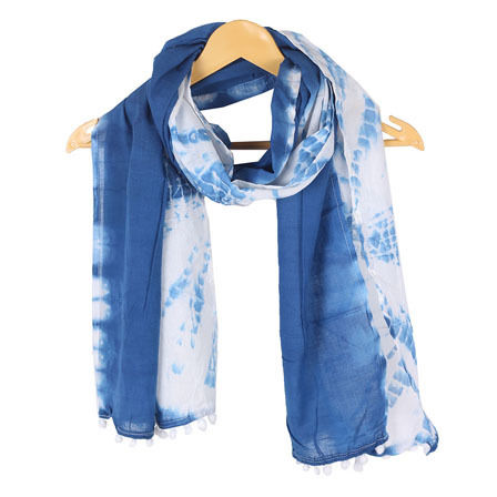 Indigo Blue Neck Wear Shibori Cotton Stole And Sarong