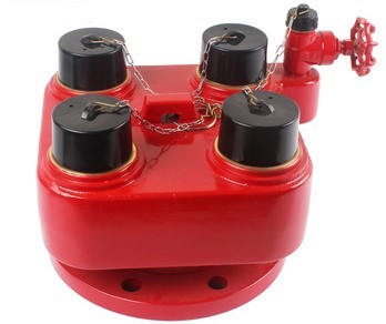 Four Way Inlet Breeching - Stainless Steel/cast Iron, 26 Kilograms Weight, Red Color | Fire Fighting Application