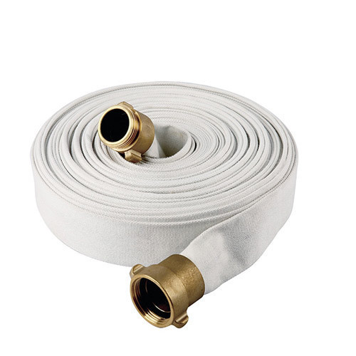 Fire Rrl Hose Pipe - Canvas & Rubber Material, 63mm Dimension, White Color | Includes Ss/aluminum/gun Metal Male Female Coupling, 1 Year Warranty