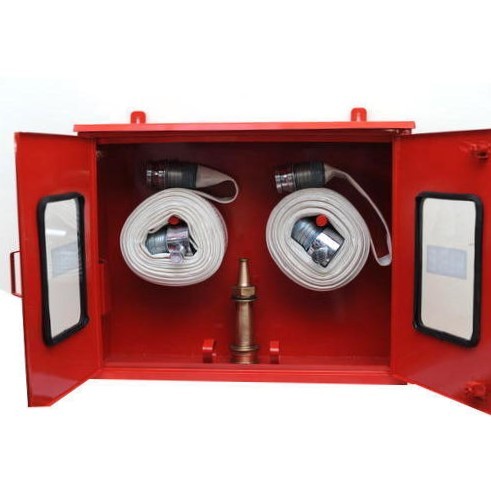 Double Door Fire Hose Box - Mild Steel, 750 X 600 X 250 Mm, Red | Premium Fire Safety Storage Solution