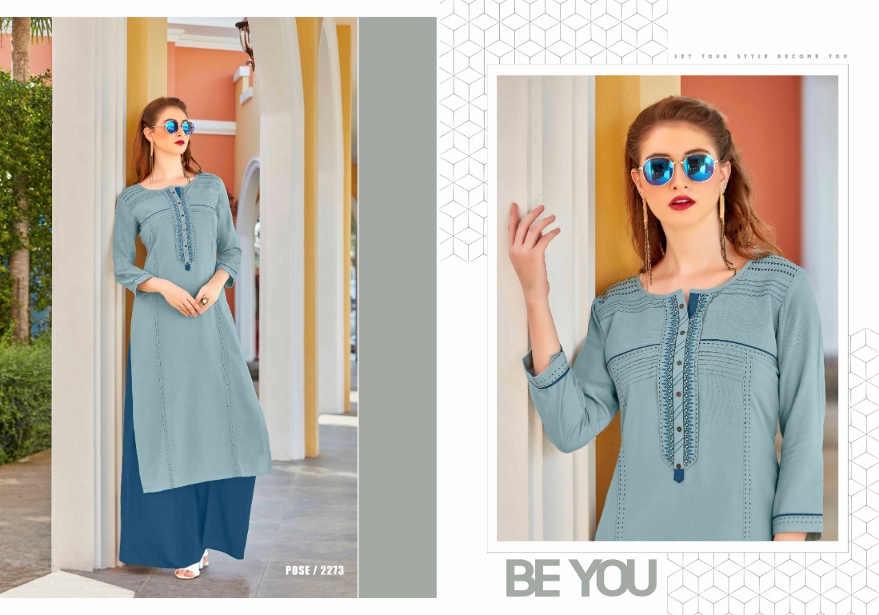 Cool Dry Flex Rayon Straight Long Kurties With Rayon Plazzo