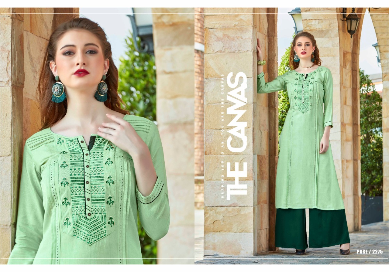 Cool Dry Flex Rayon Straight Long Kurties With Rayon Plazzo