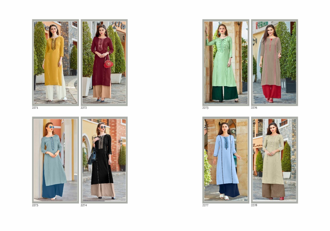 Cool Dry Flex Rayon Straight Long Kurties With Rayon Plazzo