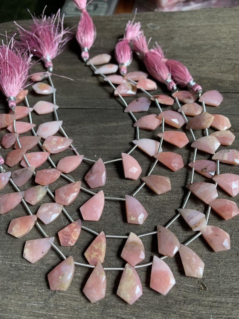8 Inch Pink Opal Fancy Cut Briolettes,pink Opal Beads,pink Opal For Earrings Grade: A