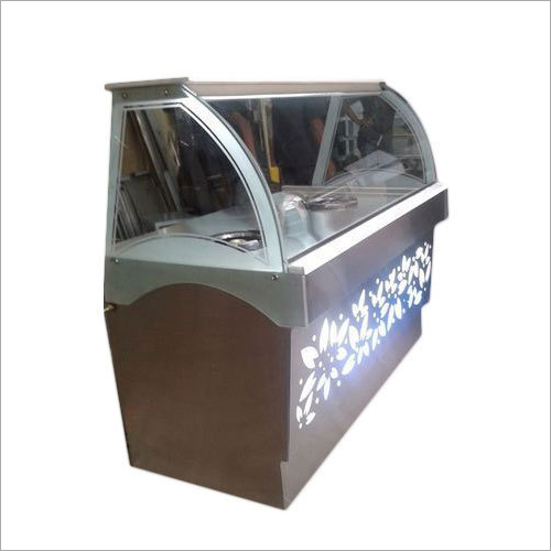 Electric Display Counter - Stainless Steel, 3 Feet Tall, Silver Matte Finish | Led Lighting, Refrigerated, Rectangular Design